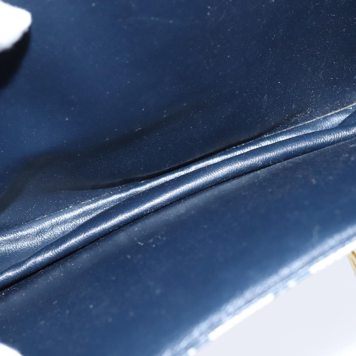 GUCCI GG Supreme Shoulder Bag PVC Navy Gold Auth 150027