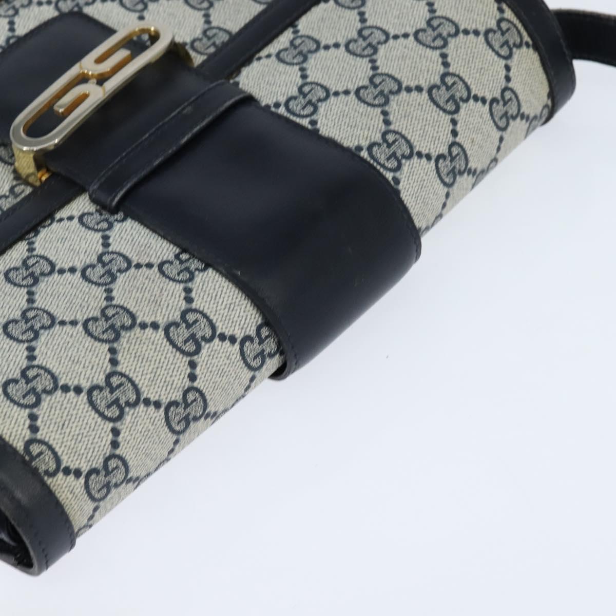 GUCCI GG Supreme Shoulder Bag PVC Navy Gold Auth 150027