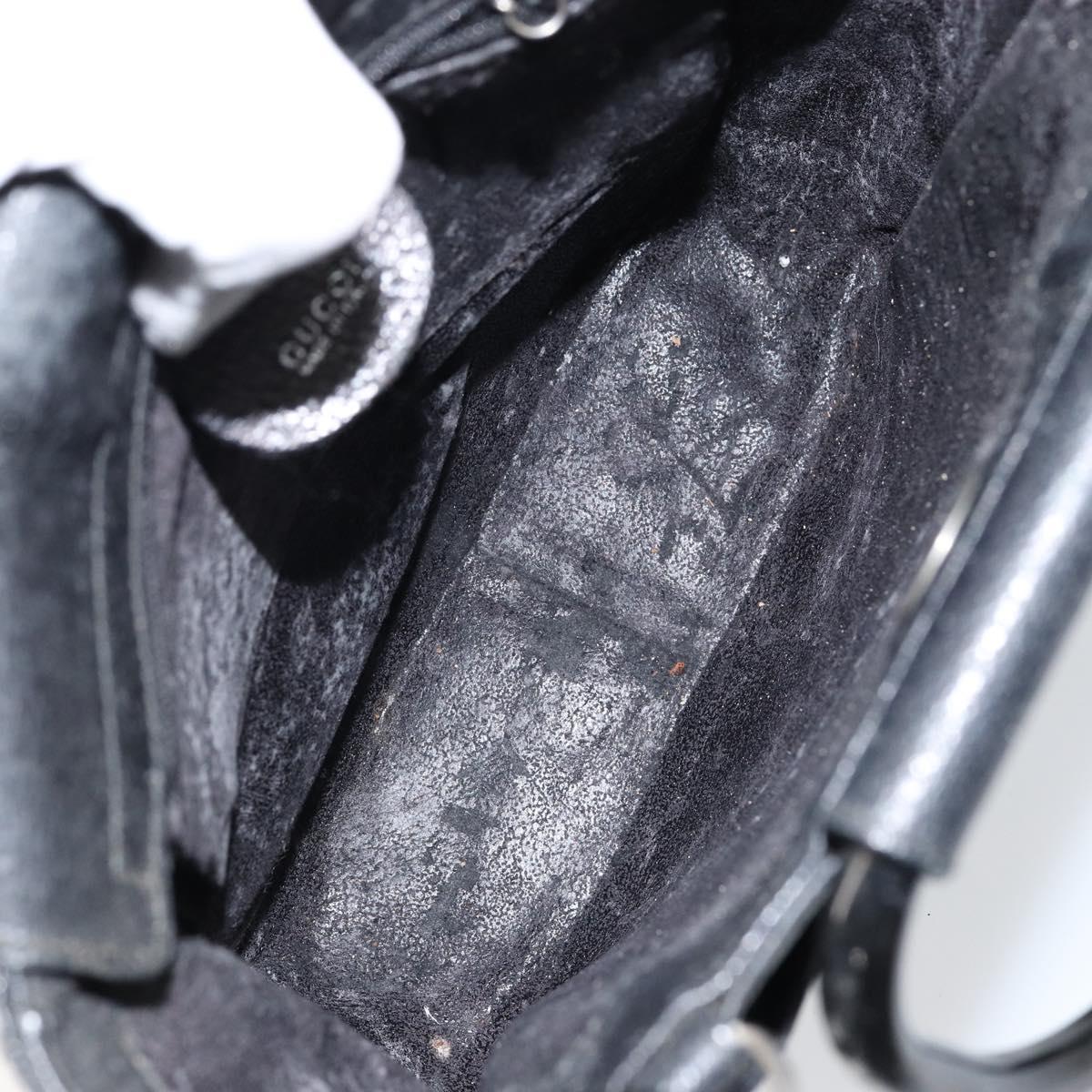 GUCCI Horsebit Hand Bag Leather 2way Black 002 1118 0463 Auth 150030