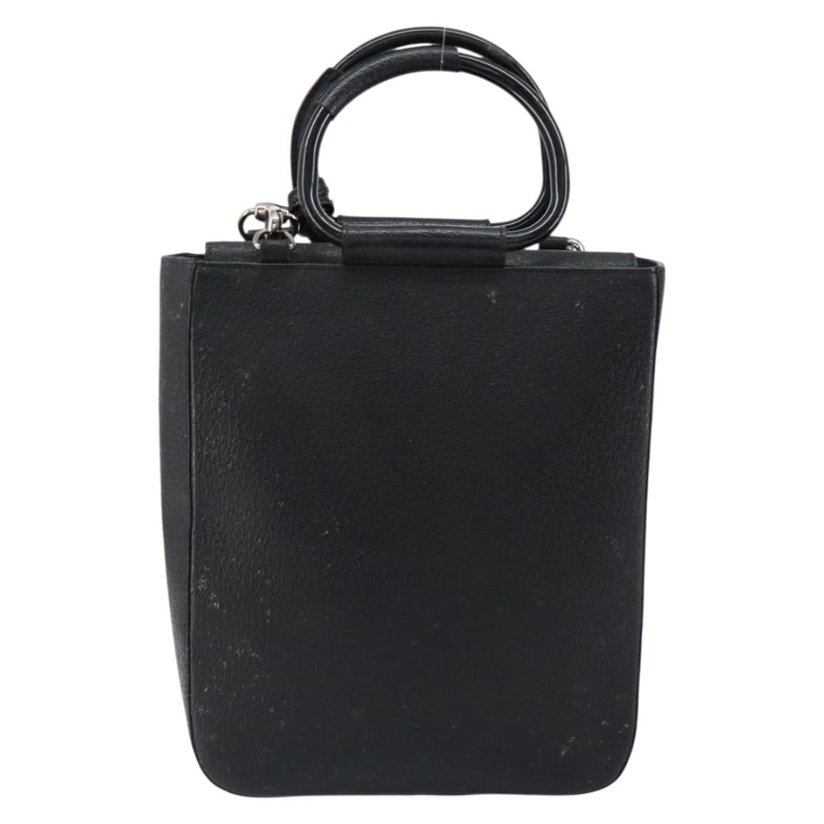 GUCCI Horsebit Hand Bag Leather 2way Black 002 1118 0463 Auth 150030