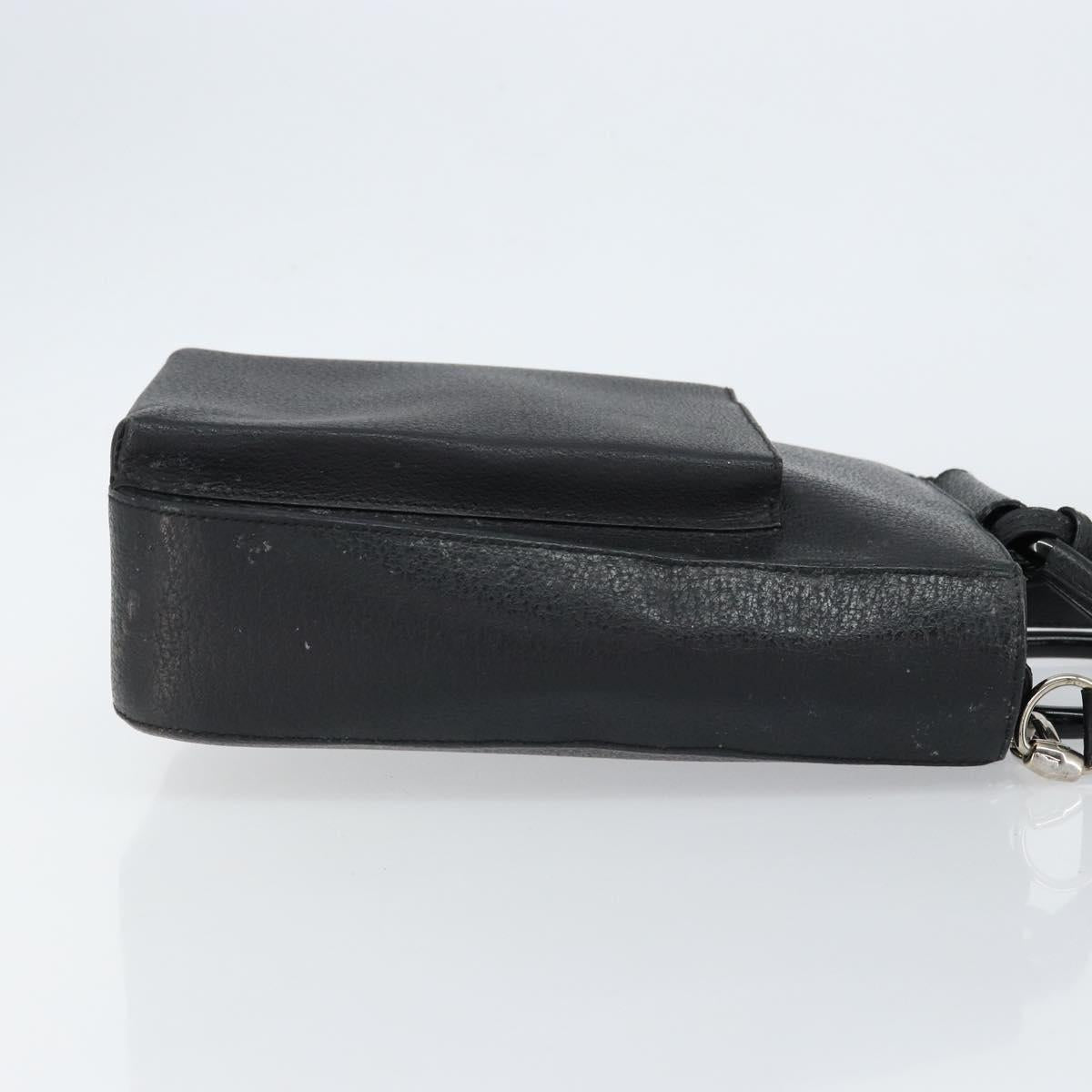 GUCCI Horsebit Hand Bag Leather 2way Black 002 1118 0463 Auth 150030