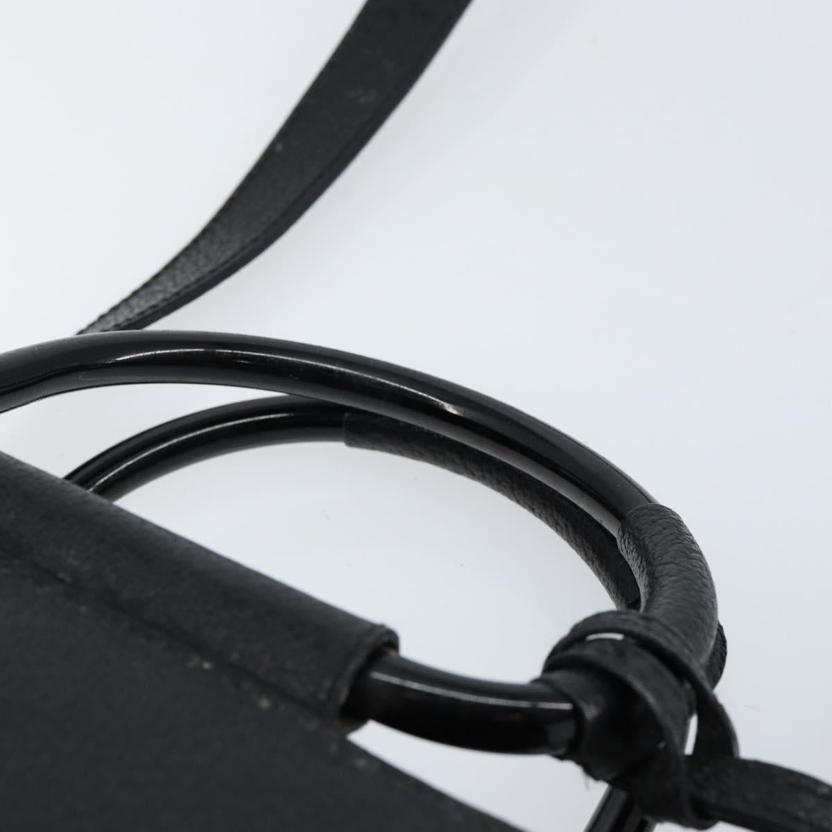 GUCCI Horsebit Hand Bag Leather 2way Black 002 1118 0463 Auth 150030