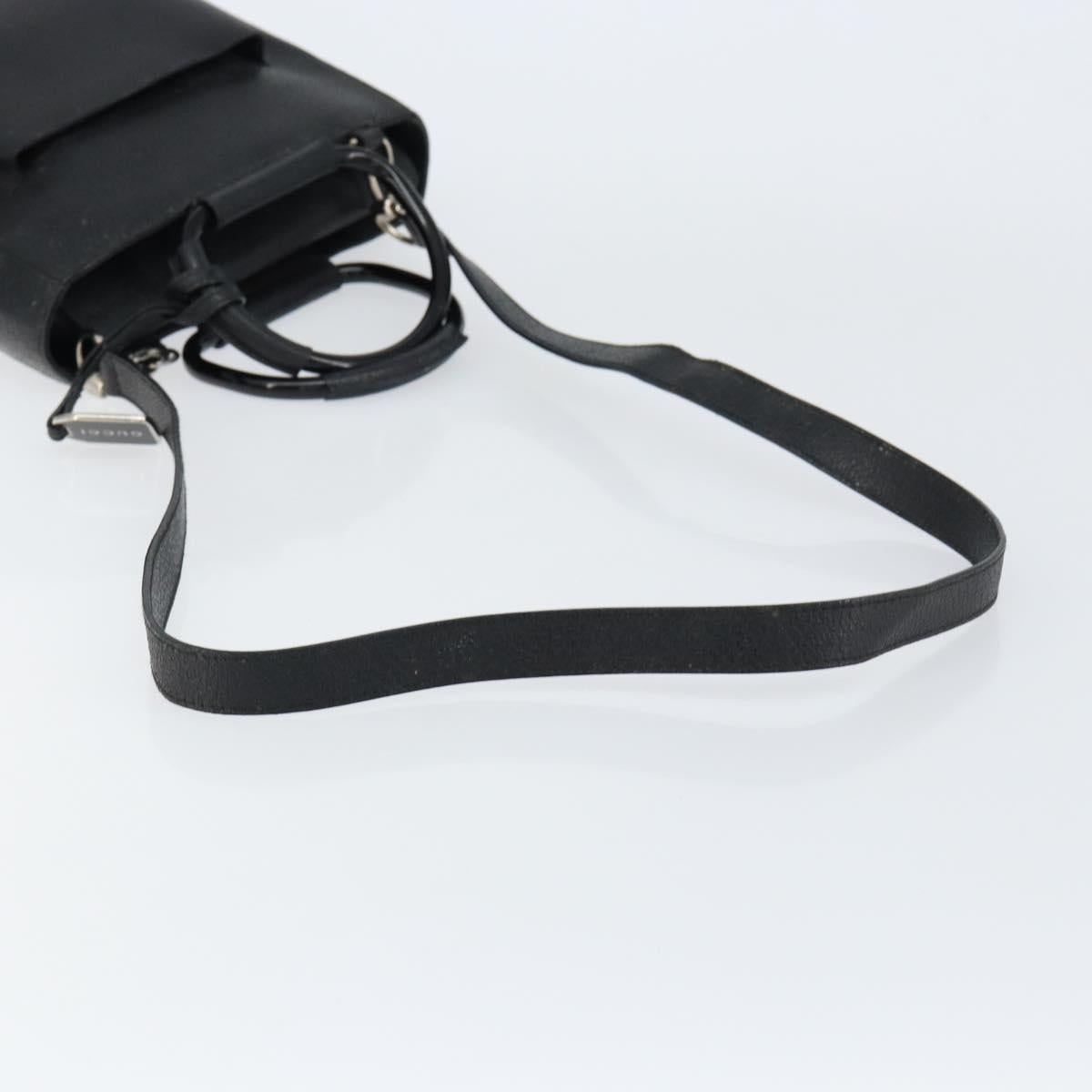 GUCCI Horsebit Hand Bag Leather 2way Black 002 1118 0463 Auth 150030