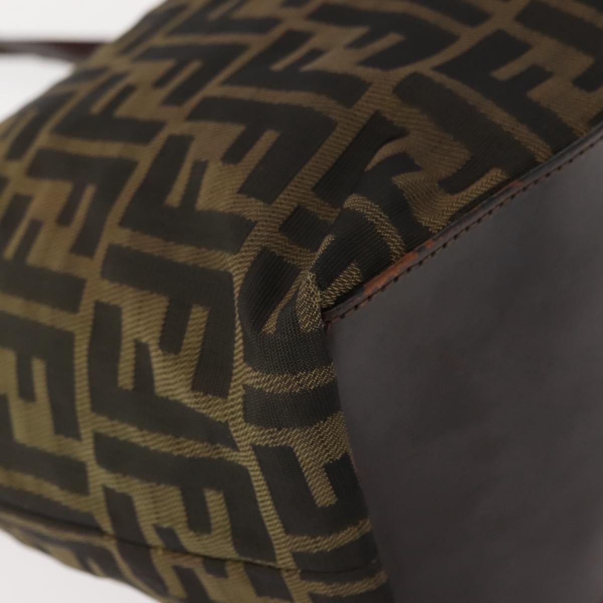 FENDI Zucca Canvas Tote Bag Black Brown Auth 150031
