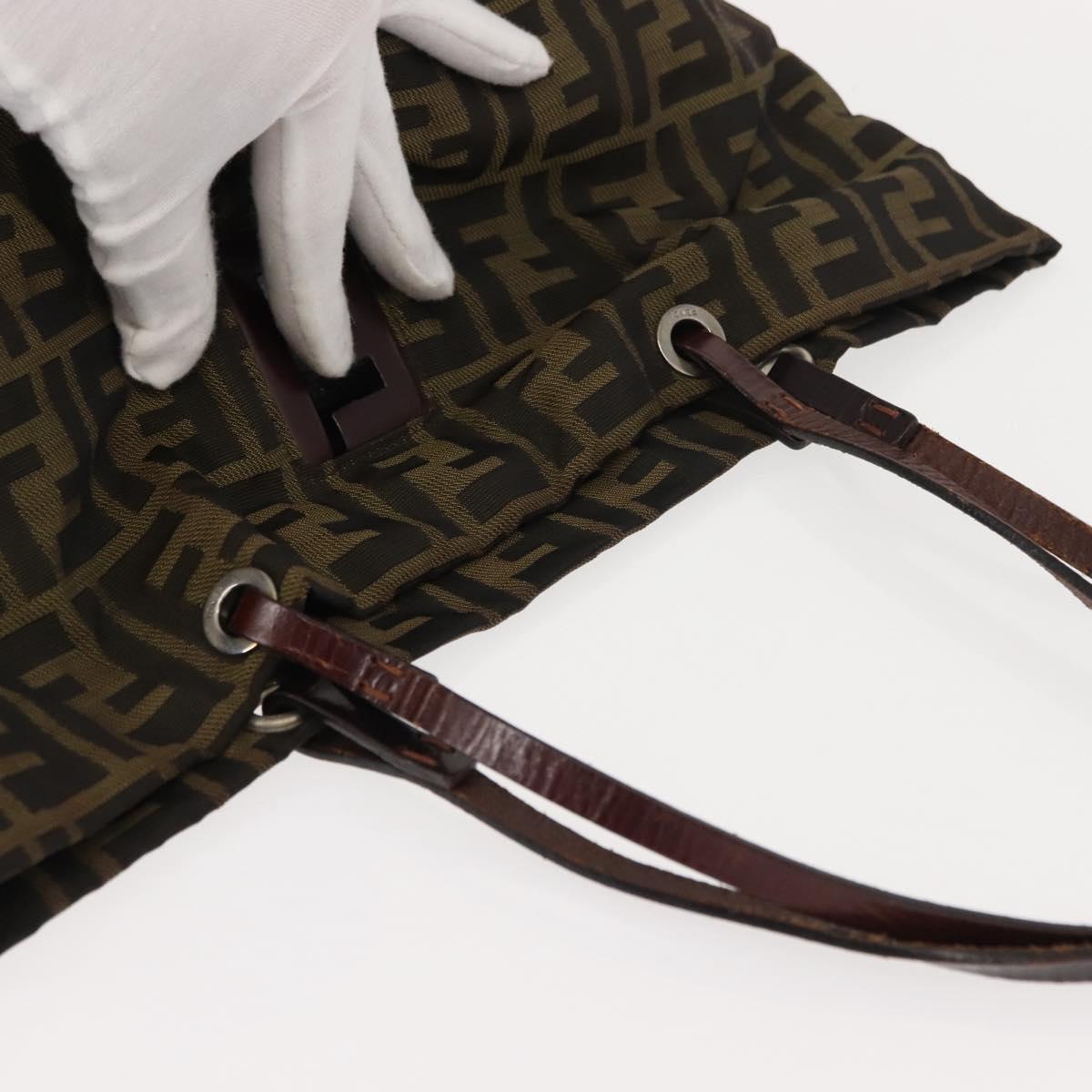 FENDI Zucca Canvas Tote Bag Black Brown Auth 150031