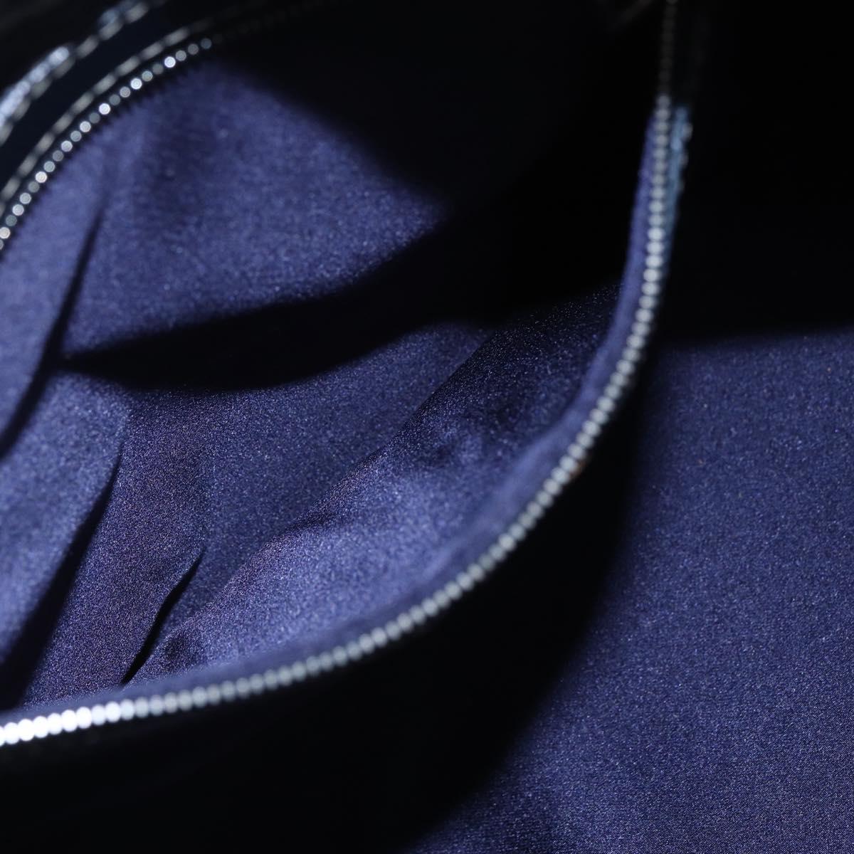 FENDI Zucchino Canvas Shoulder Bag Navy Silver Auth 150032