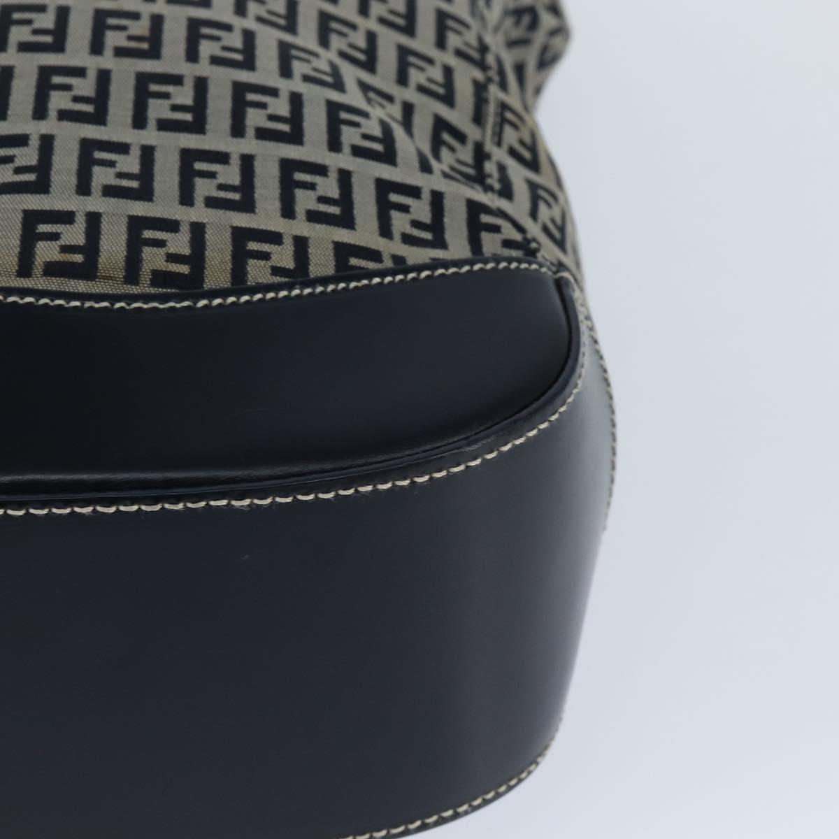 FENDI Zucchino Canvas Tote Bag Navy Silver Auth 150033