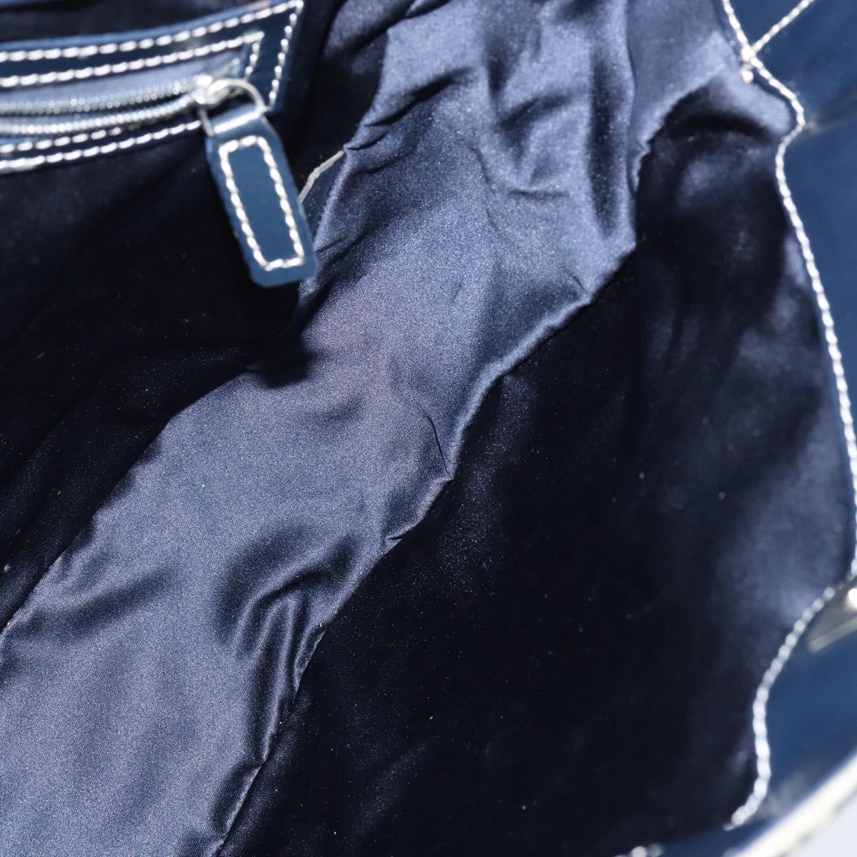 FENDI Zucchino Canvas Tote Bag Navy Silver Auth 150033