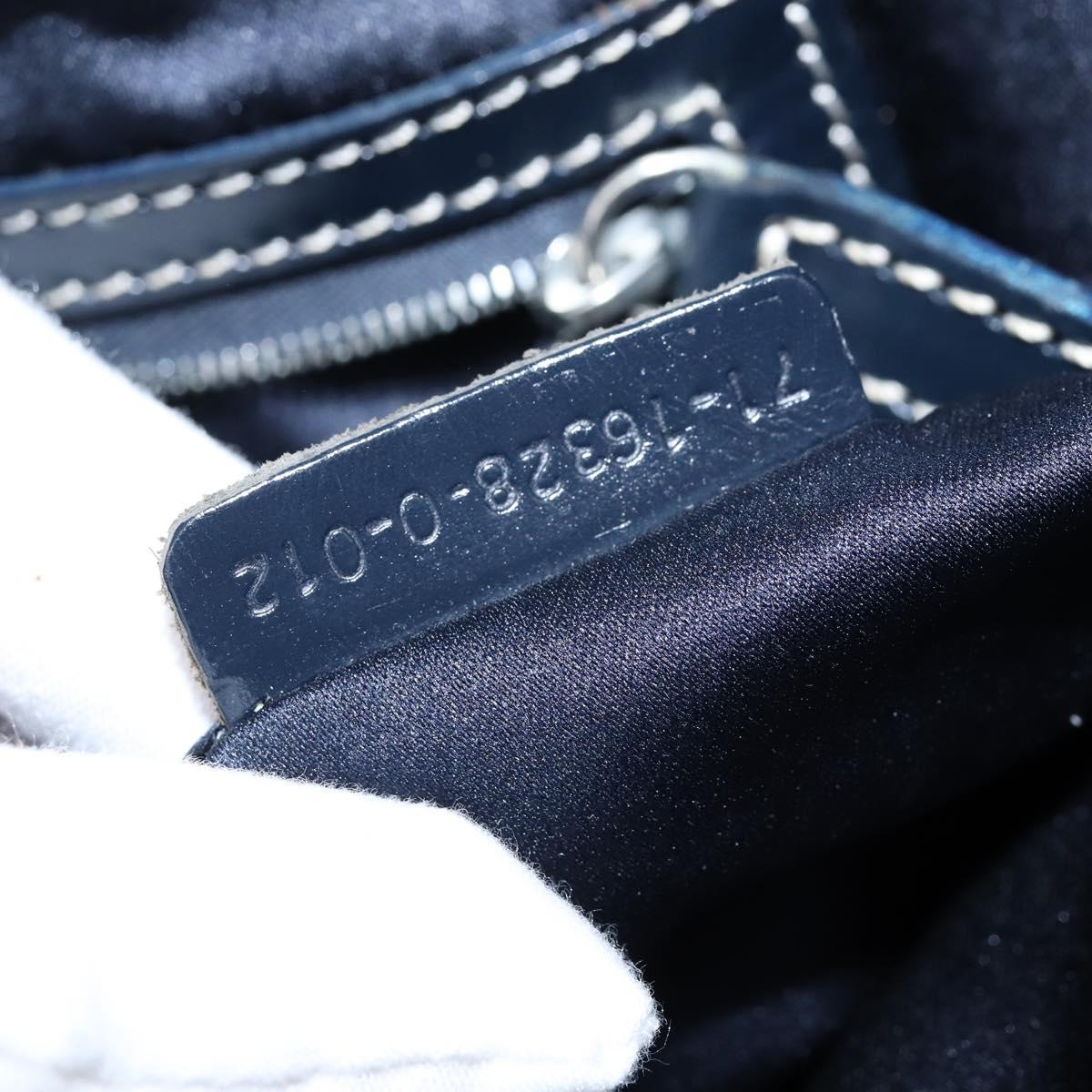 FENDI Zucchino Canvas Tote Bag Navy Silver Auth 150033