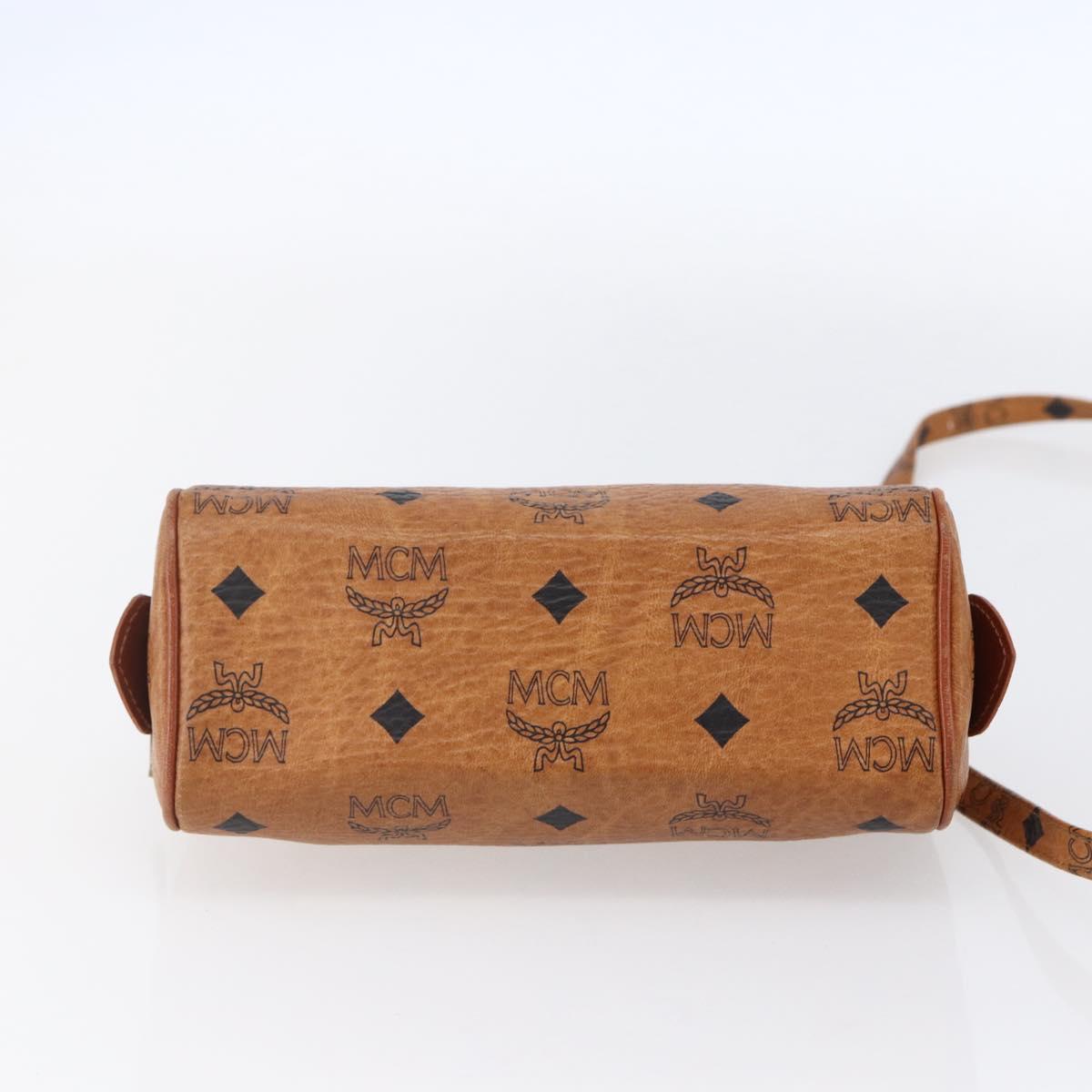 MCM Logogram Vicetos Mini Boston Bag PVC Leather 2way Brown Gold Auth 150034