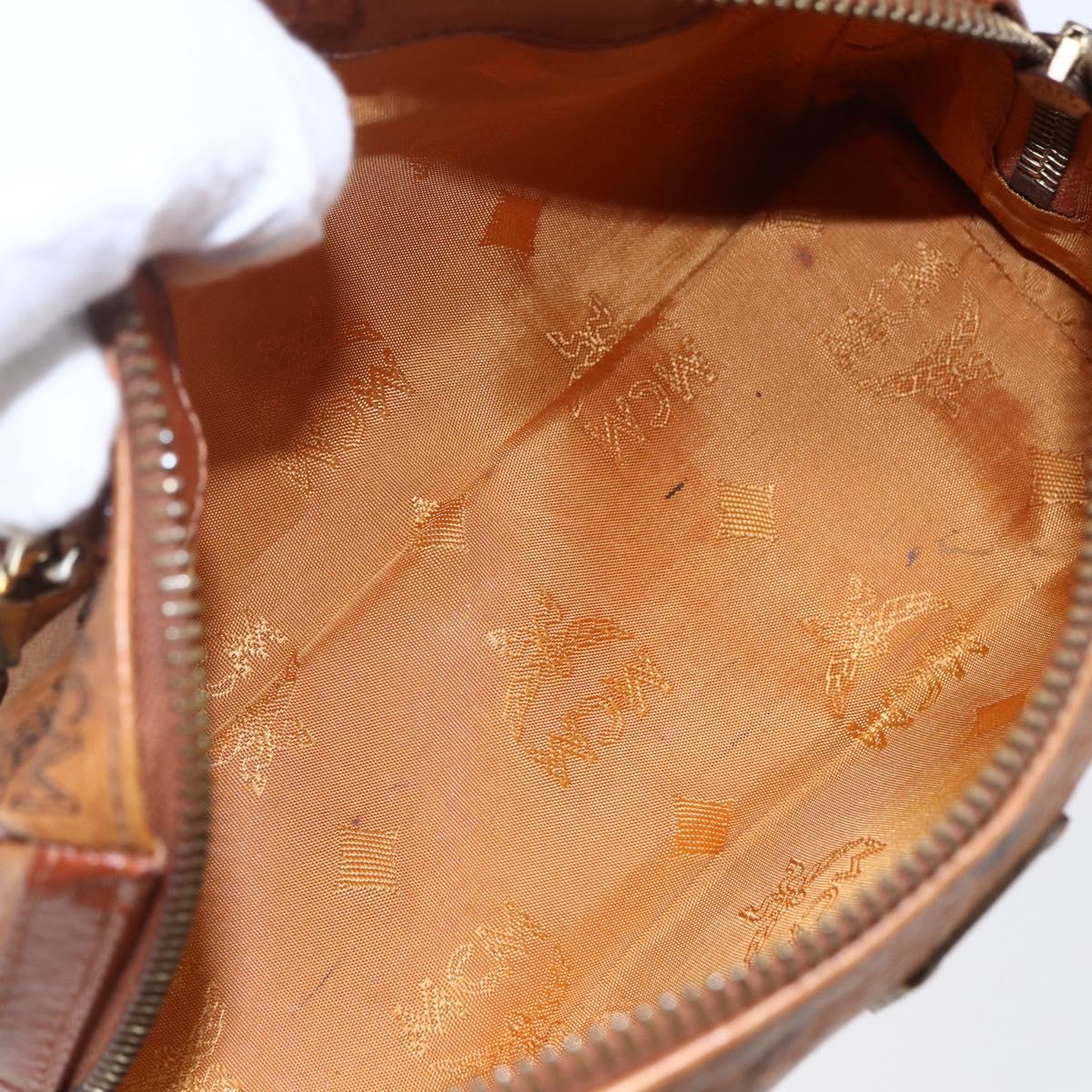 MCM Logogram Vicetos Mini Boston Bag PVC Leather 2way Brown Gold Auth 150034