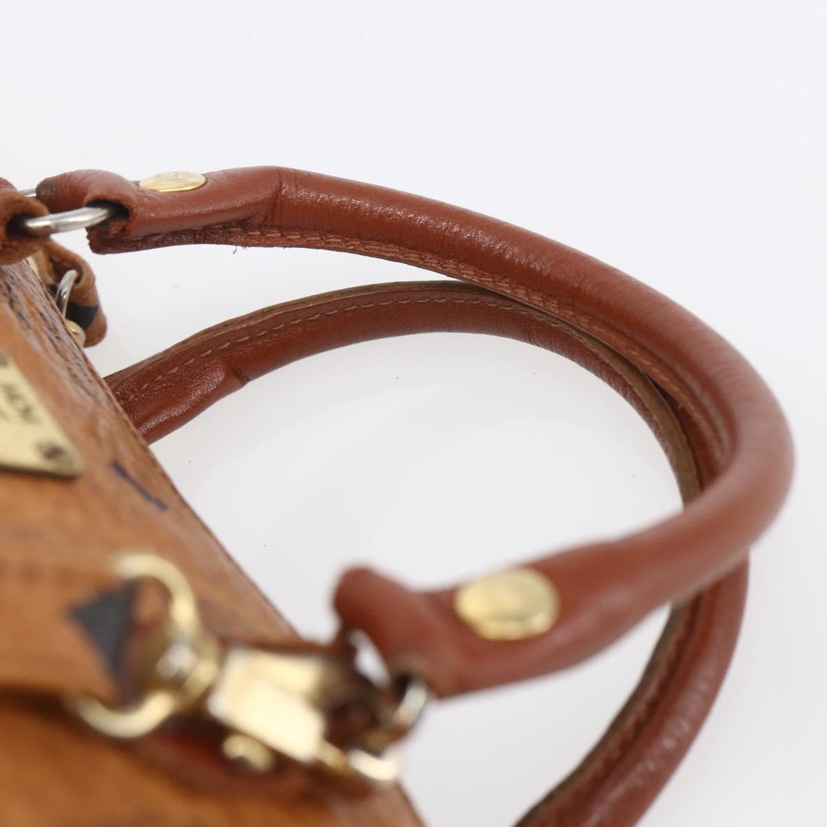 MCM Logogram Vicetos Mini Boston Bag PVC Leather 2way Brown Gold Auth 150034