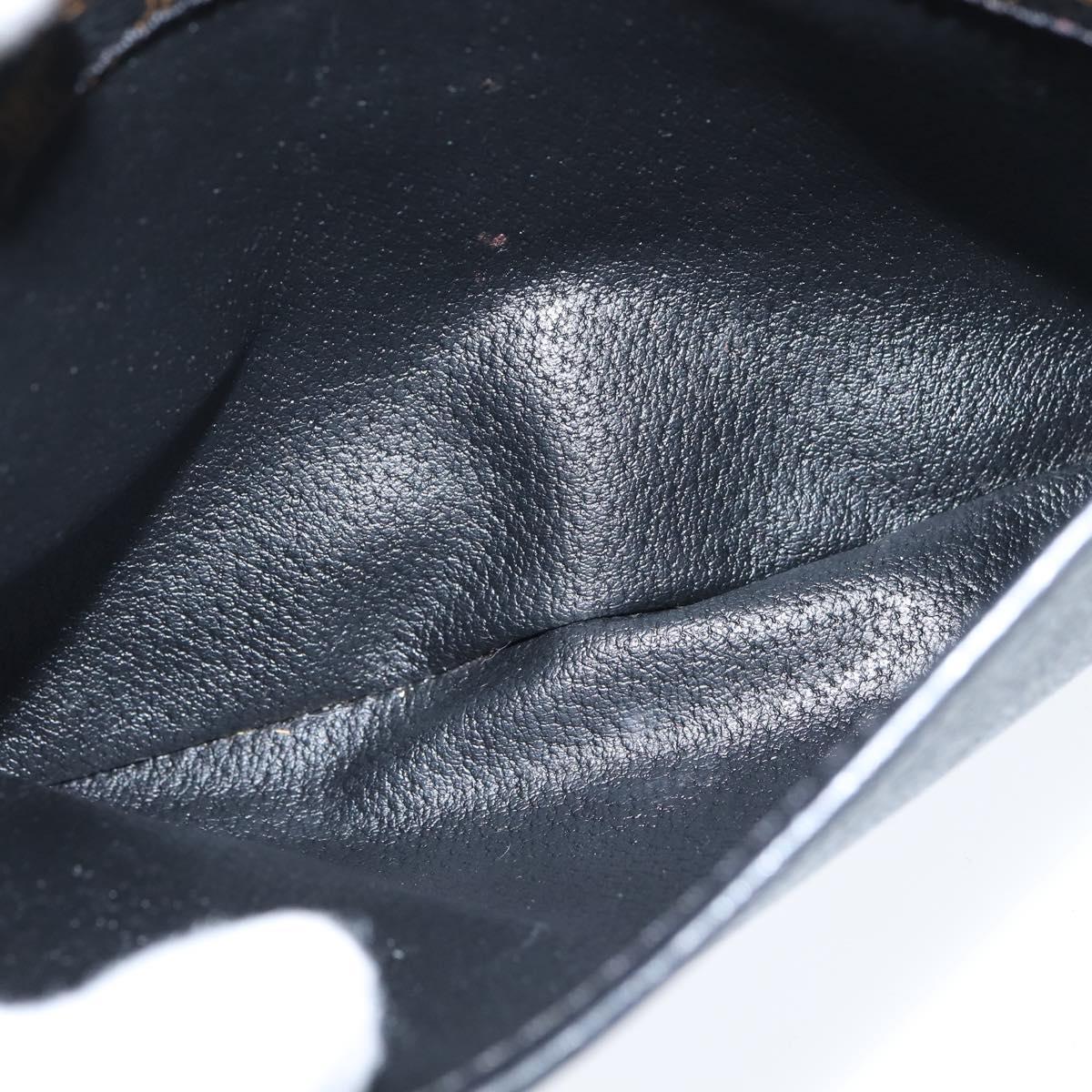 CELINE Macadam Canvas Shoulder Bag PVC Leather Black Gold Auth 150035