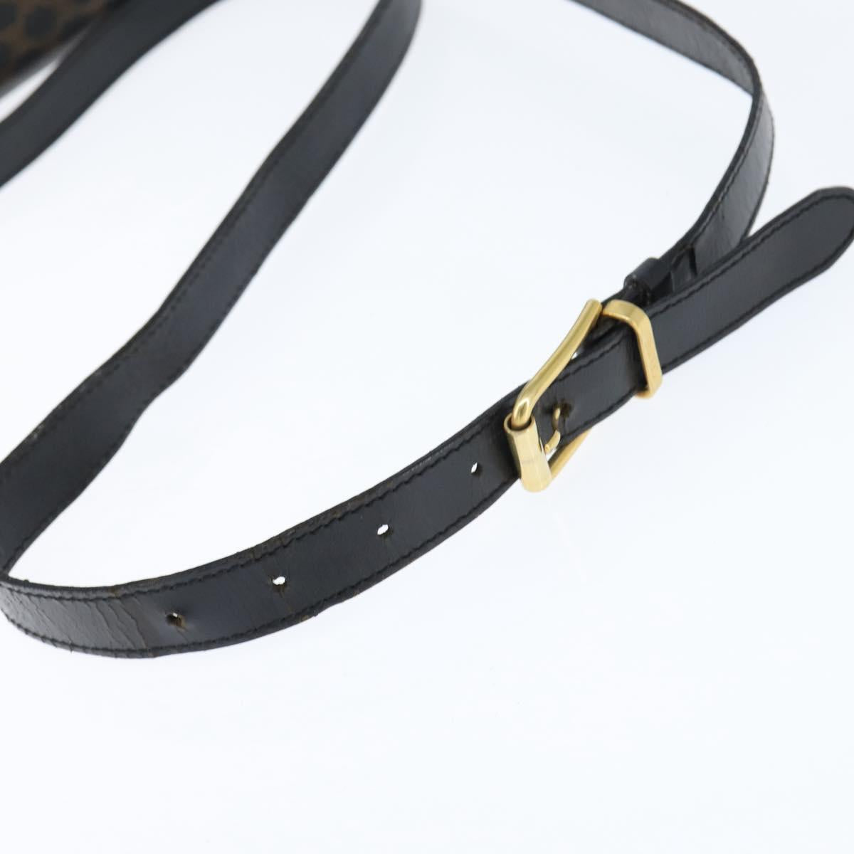 CELINE Macadam Canvas Shoulder Bag PVC Leather Black Gold Auth 150035