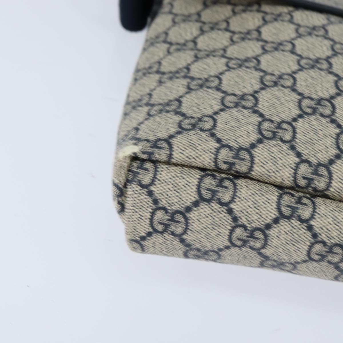 GUCCI GG Supreme Shoulder Bag PVC Navy Silver 223666 Auth 150039