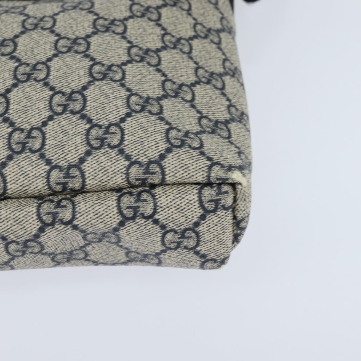 GUCCI GG Supreme Shoulder Bag PVC Navy Silver 223666 Auth 150039