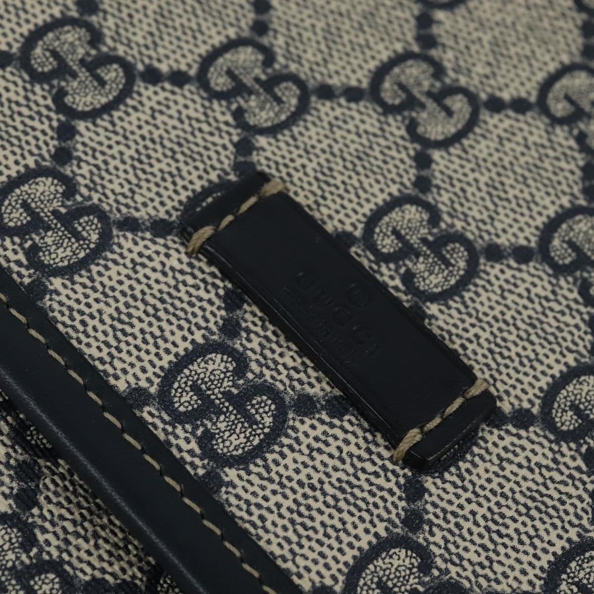 GUCCI GG Supreme Shoulder Bag PVC Navy Silver 223666 Auth 150039