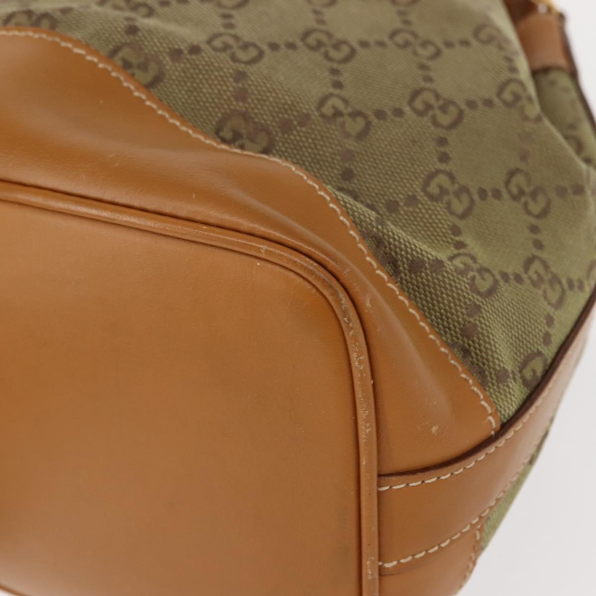 GUCCI GG Canvas Shoulder Bag Beige Gold Auth 150040