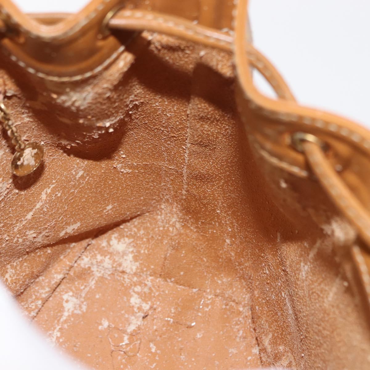 GUCCI GG Canvas Shoulder Bag Beige Gold Auth 150040