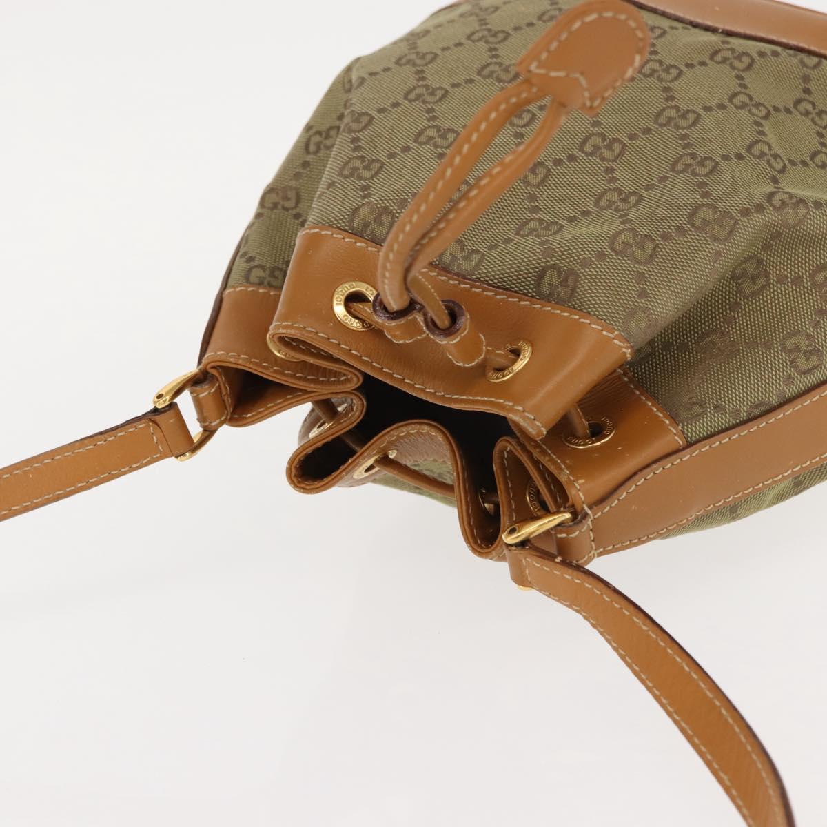 GUCCI GG Canvas Shoulder Bag Beige Gold Auth 150040