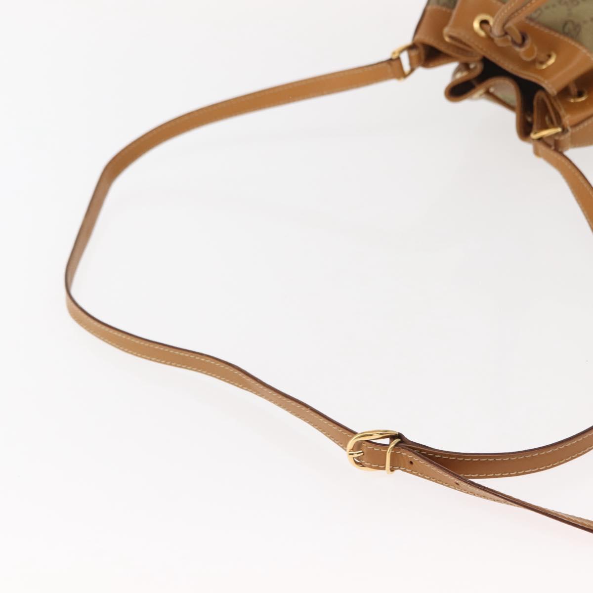 GUCCI GG Canvas Shoulder Bag Beige Gold Auth 150040