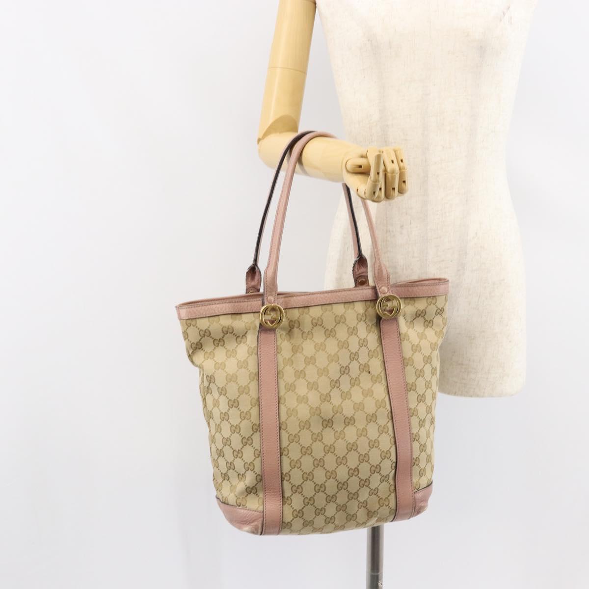 GUCCI GG Canvas Miss GG Tote Bag Beige Gold 342591 Auth 150041
