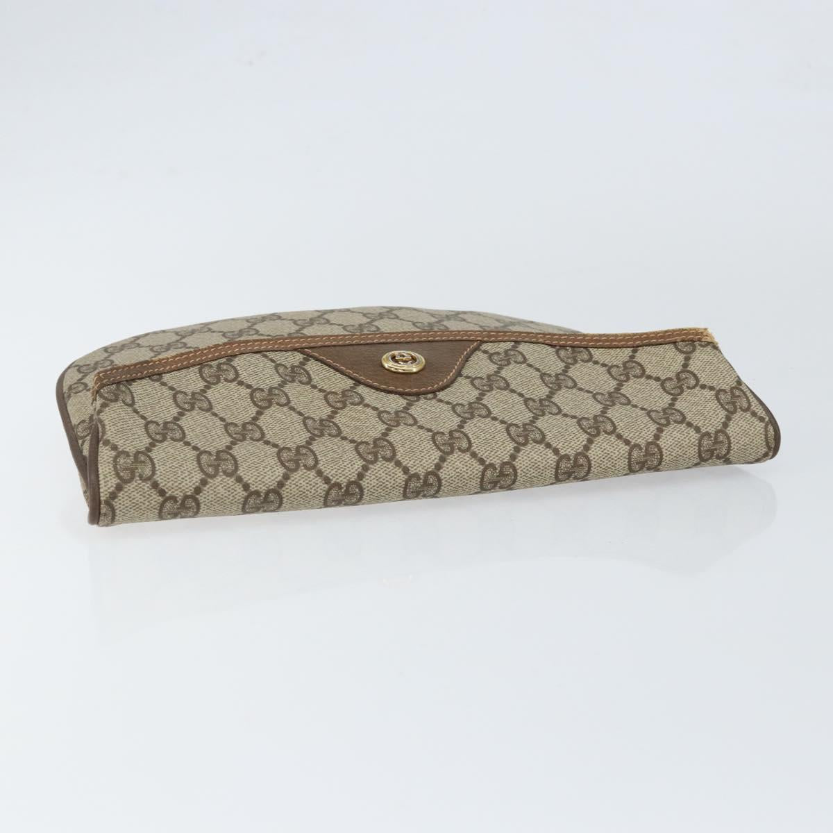 GUCCI GG Supreme Clutch Bag PVC Beige Gold 89 02 503 Auth 150043