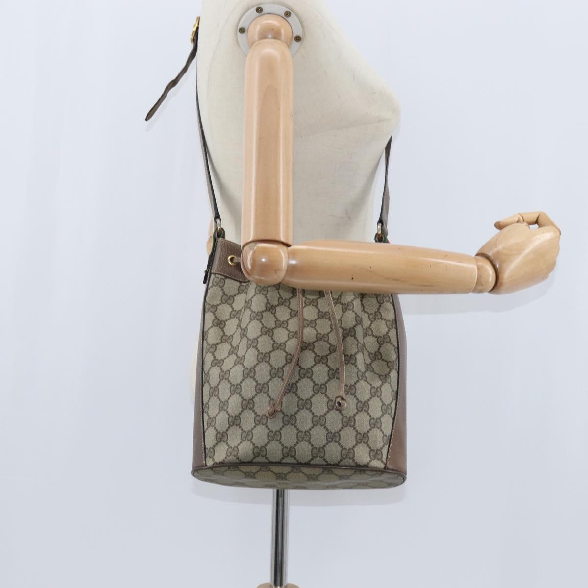 GUCCI GG Supreme Web Sherry Line Shoulder Bag PVC Beige 41 02 034 Auth 150046