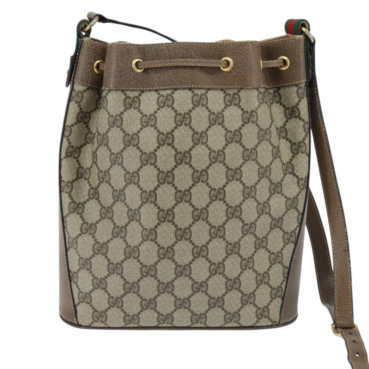 GUCCI GG Supreme Web Sherry Line Shoulder Bag PVC Beige 41 02 034 Auth 150046
