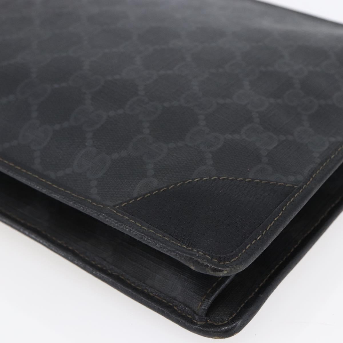 GUCCI GG Supreme Clutch Bag PVC Black 97 01 029 Auth 150048