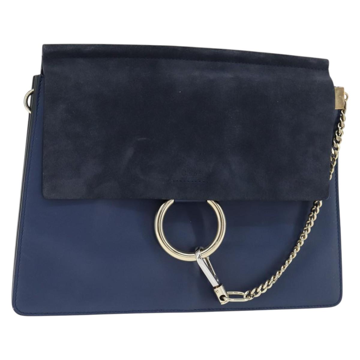 Chloe Fay Clutch Bag Leather Navy Auth 150049