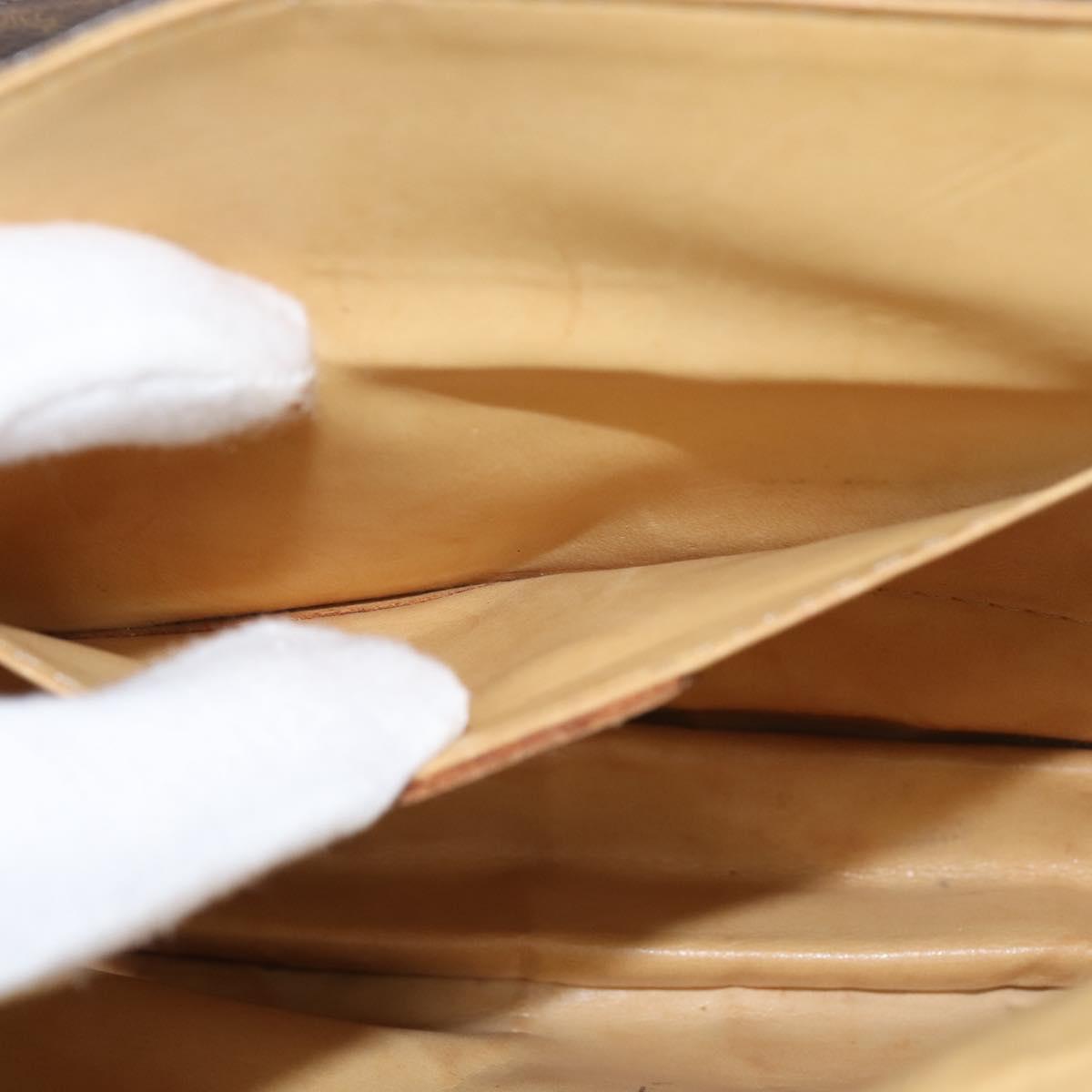 CELINE Macadam Canvas Shoulder Bag PVC Leather Brown Gold Auth 150050