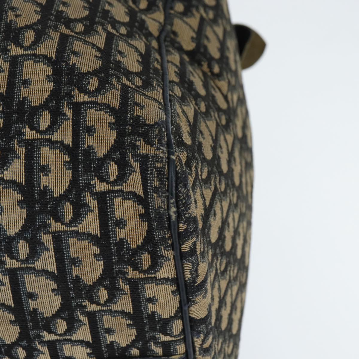 Christian Dior Trotter Canvas Boston Bag Navy Silver Auth 150052