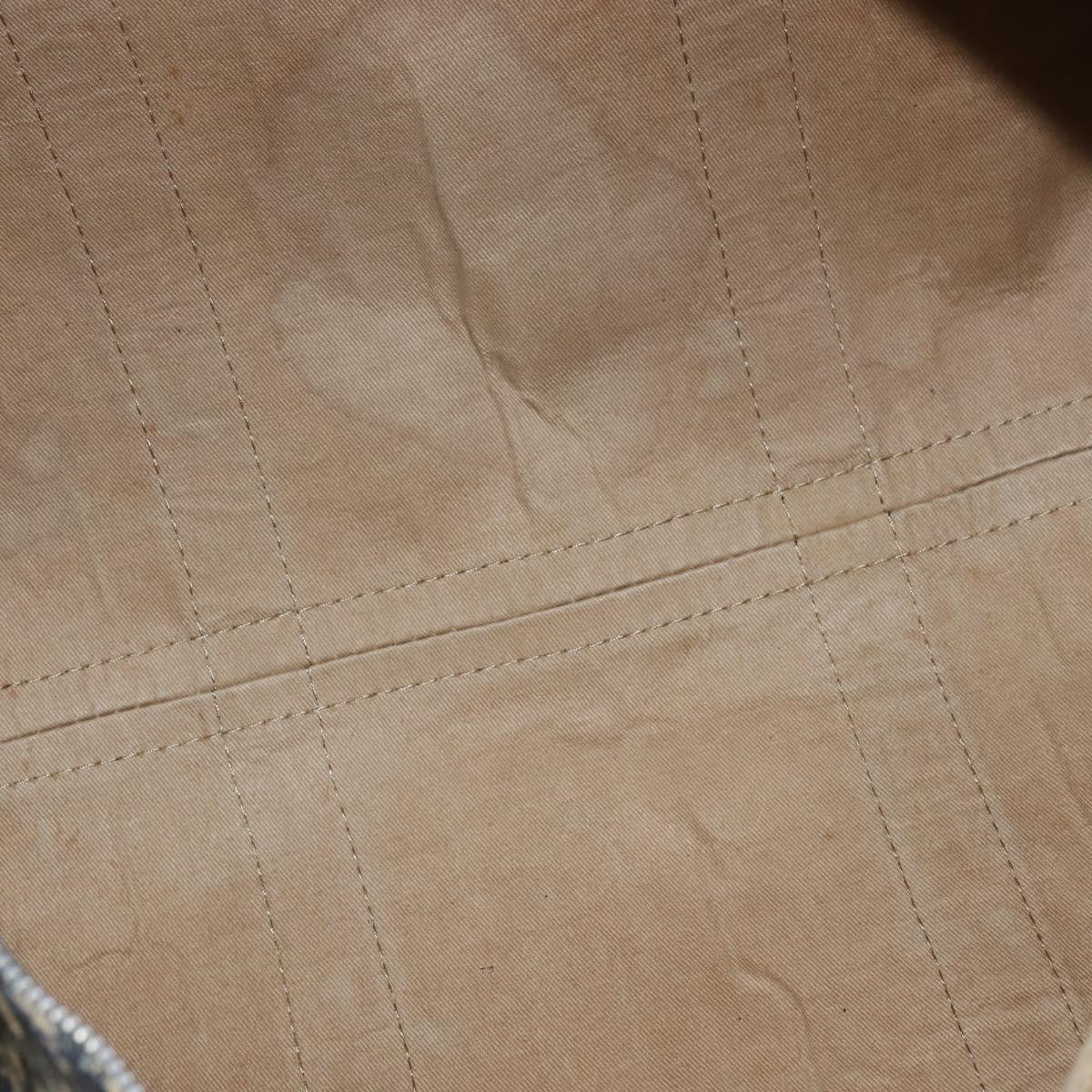 Christian Dior Trotter Canvas Boston Bag Navy Silver Auth 150052