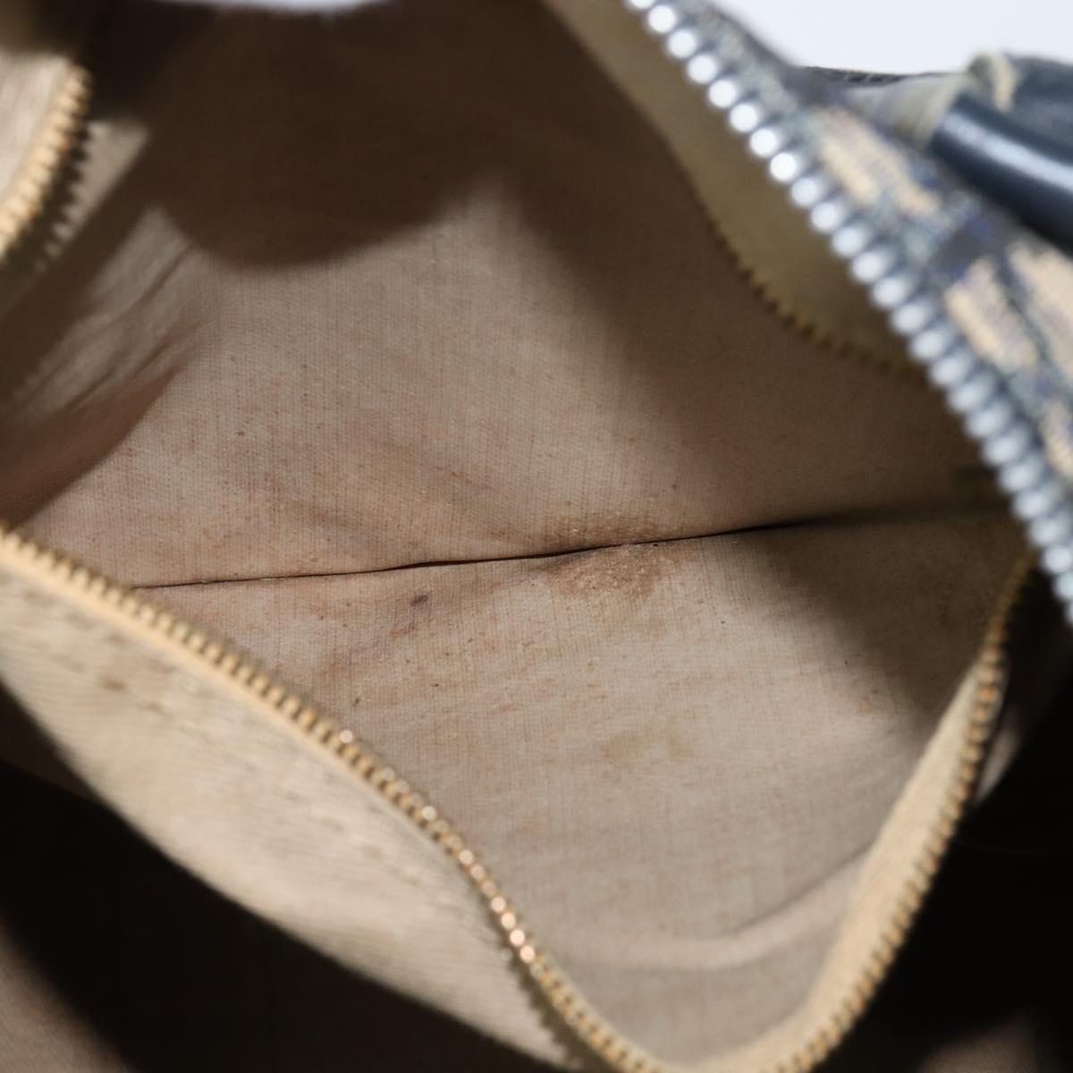 Christian Dior Trotter Canvas Boston Bag Navy Silver Auth 150052