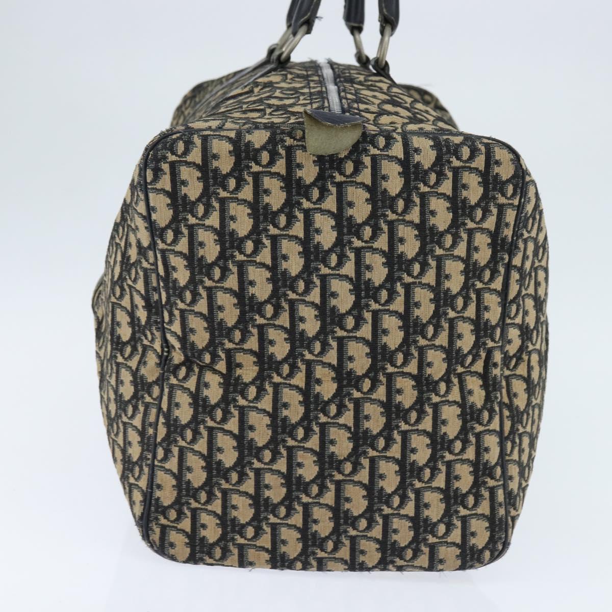 Christian Dior Trotter Canvas Boston Bag Navy Silver Auth 150052