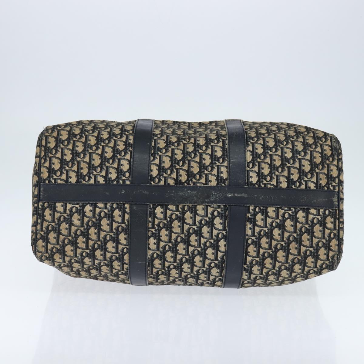 Christian Dior Trotter Canvas Boston Bag Navy Silver Auth 150052