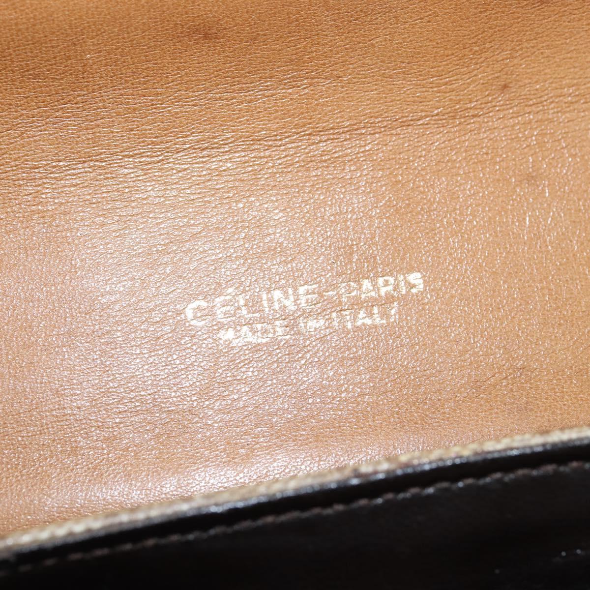 CELINE Macadam Canvas Shoulder Bag Beige Gold Auth 150067