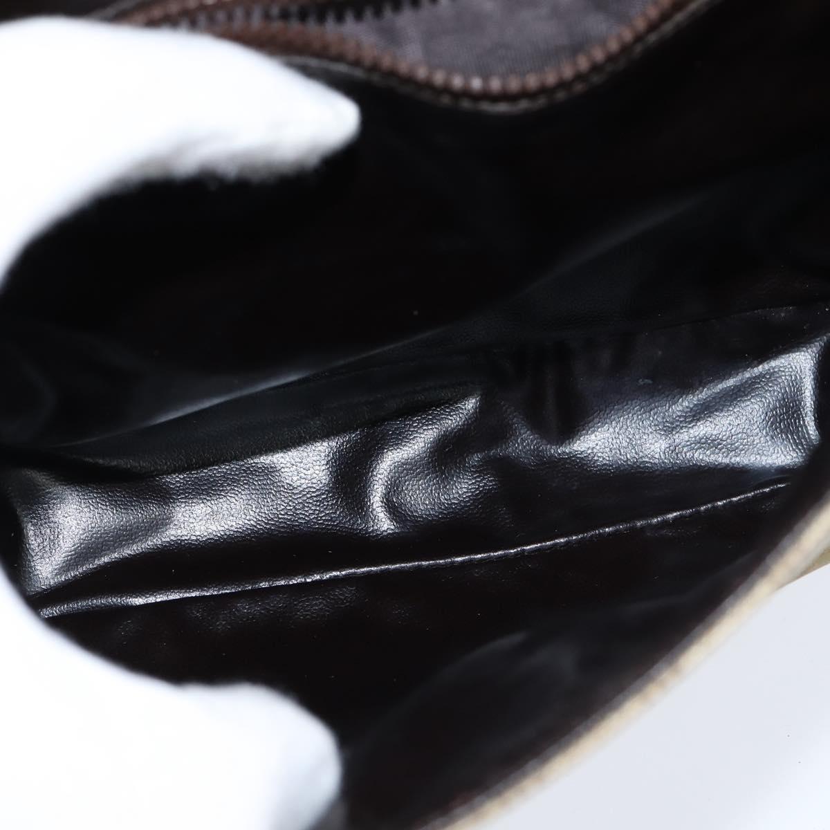 CELINE Macadam Canvas Shoulder Bag Beige Gold Auth 150067