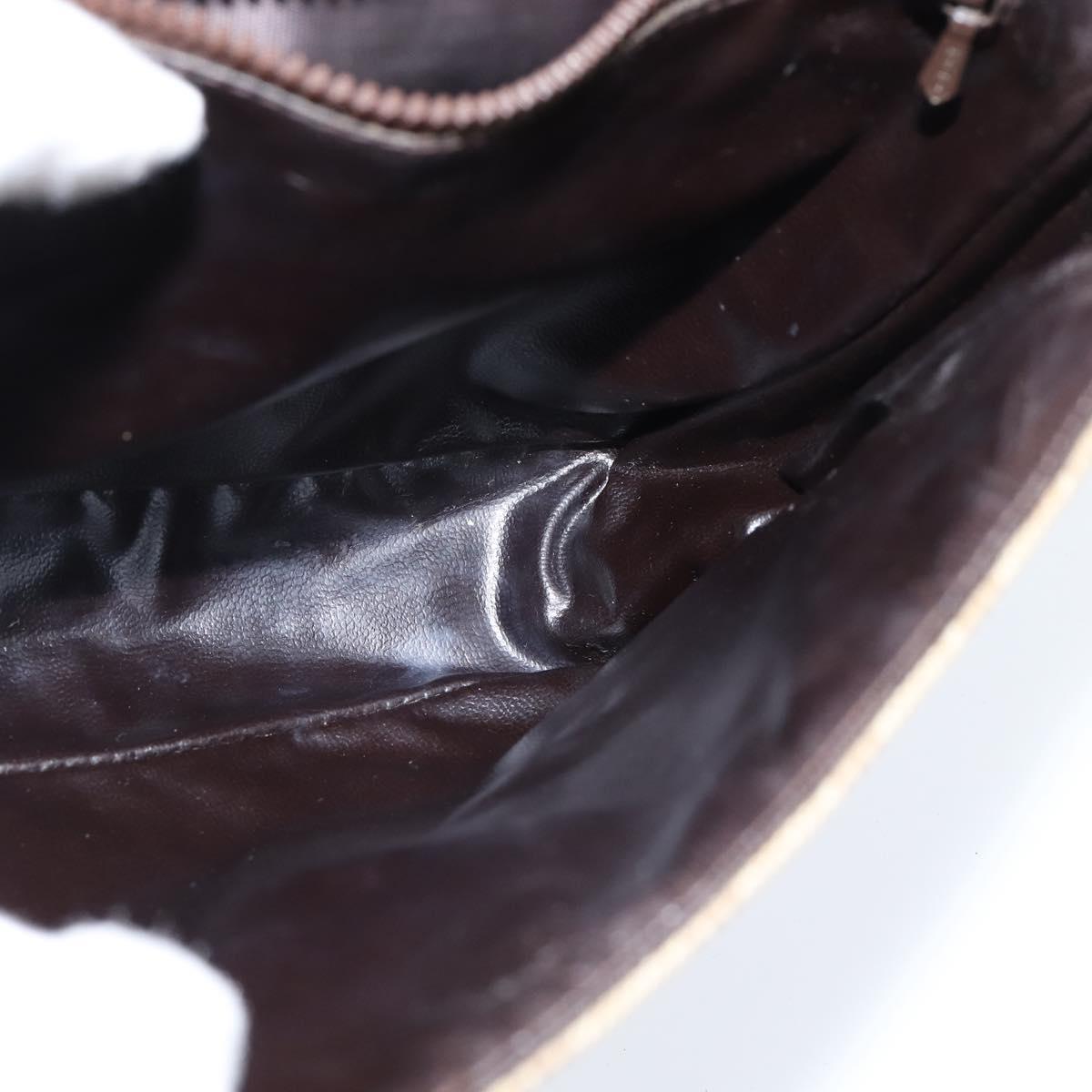 CELINE Macadam Canvas Shoulder Bag Beige Gold Auth 150067