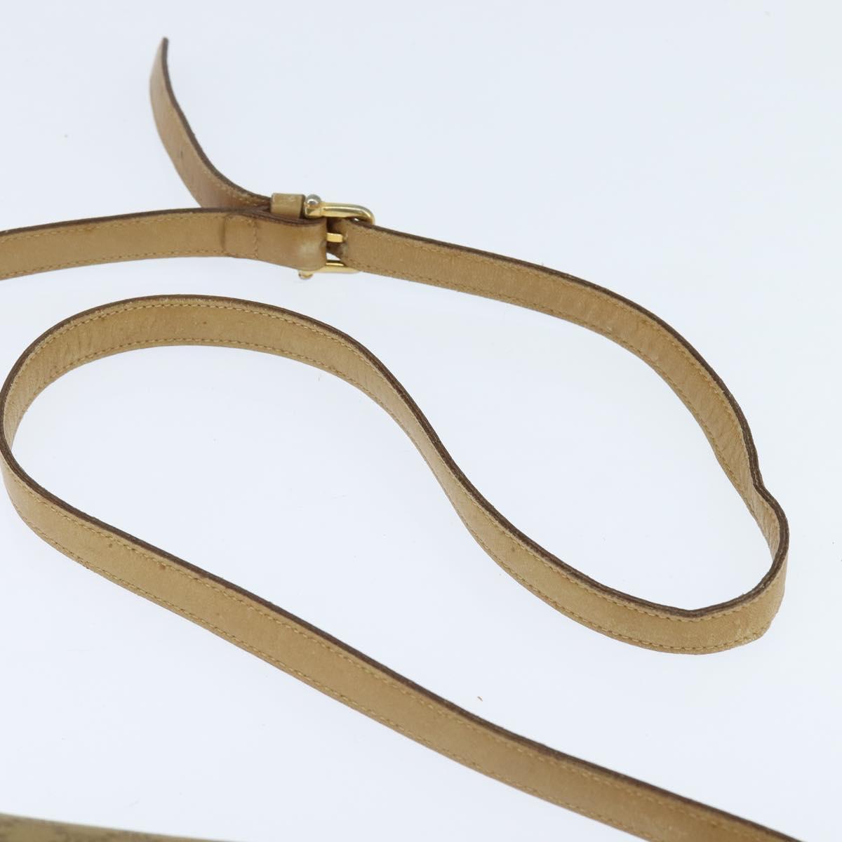 CELINE Macadam Canvas Shoulder Bag Beige Gold Auth 150067