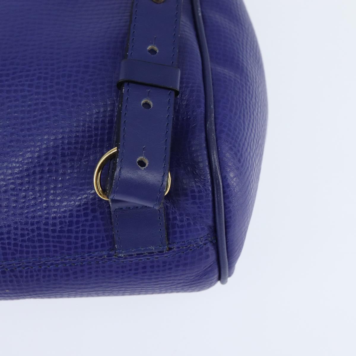 Christian Dior Backpack Leather Blue Gold Auth 150068