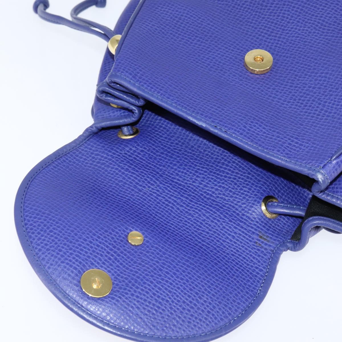 Christian Dior Backpack Leather Blue Gold Auth 150068