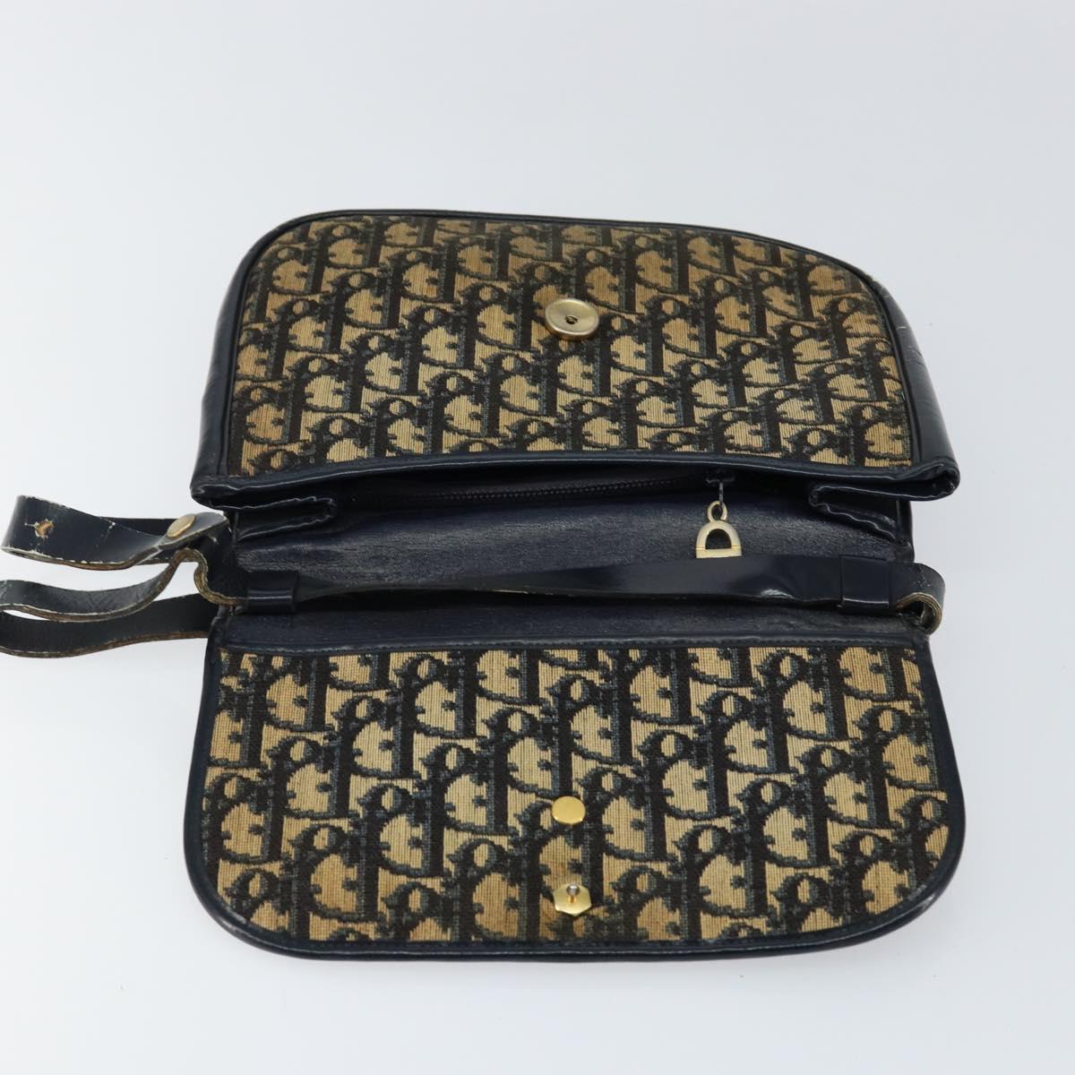 Christian Dior Trotter Canvas Shoulder Bag Navy Auth 150069