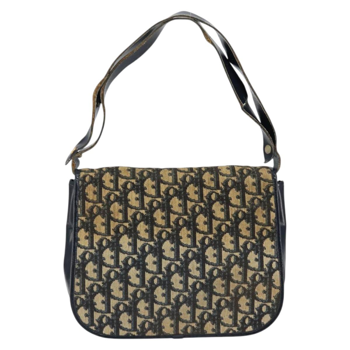 Christian Dior Trotter Canvas Shoulder Bag Navy Auth 150069