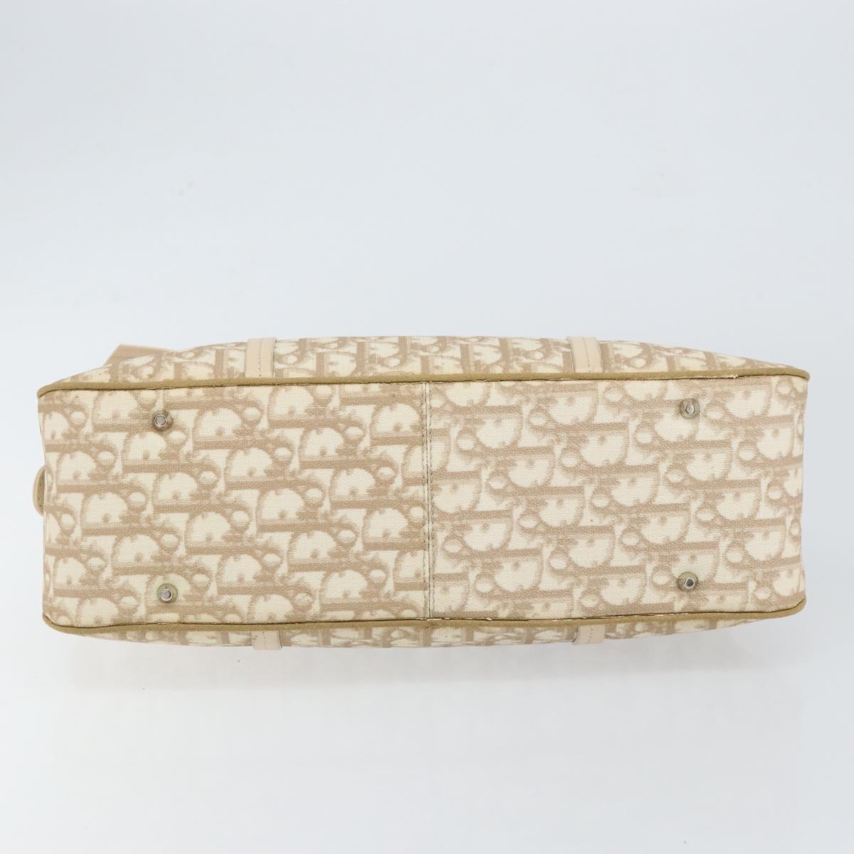 Christian Dior Trotter Canvas Romantic Tote Bag PVC Beige Silver Auth 150070