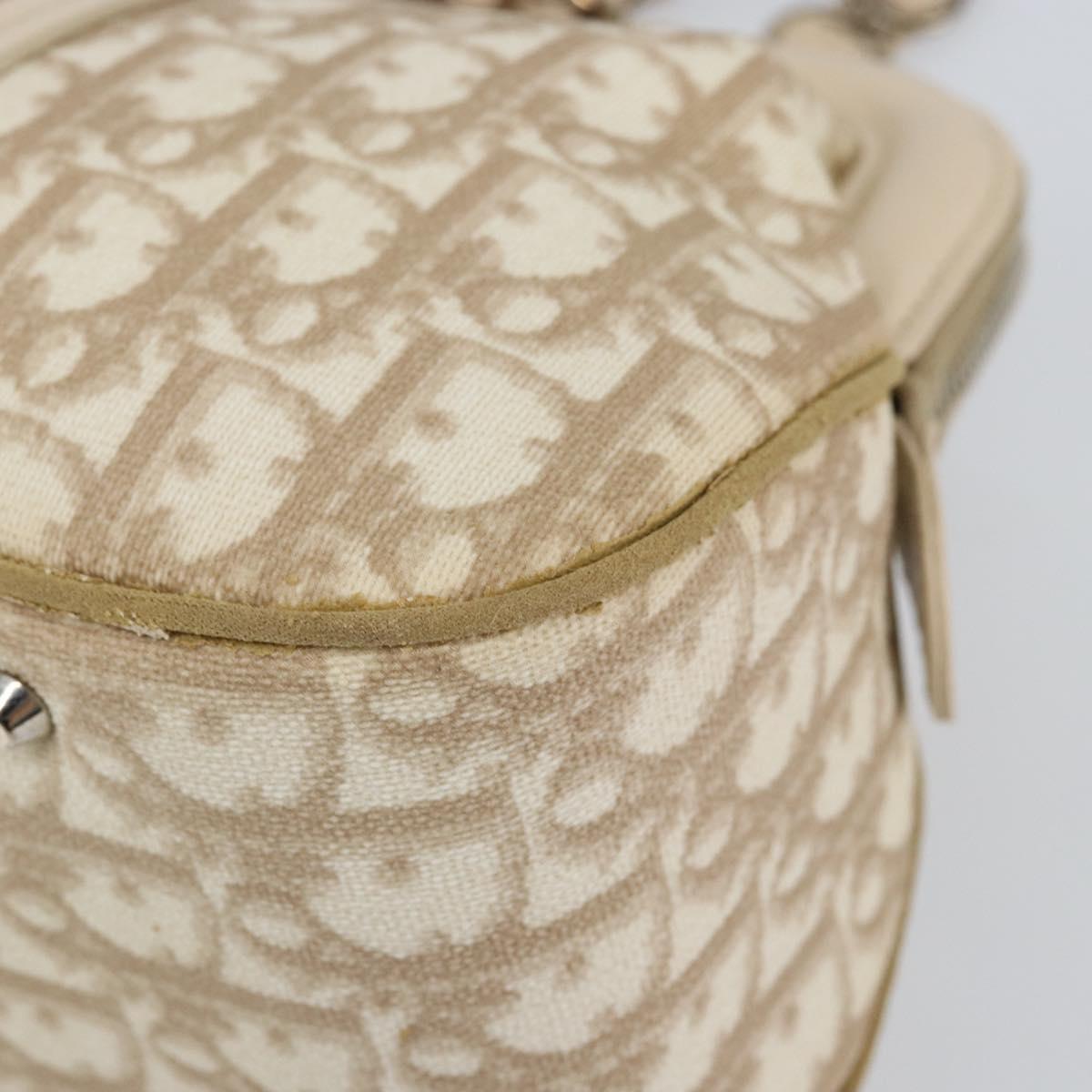 Christian Dior Trotter Canvas Romantic Tote Bag PVC Beige Silver Auth 150070