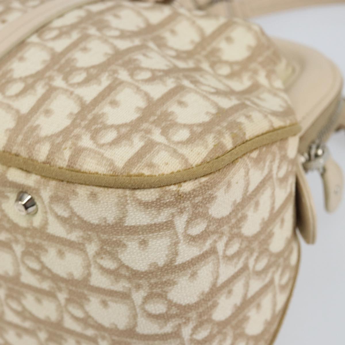 Christian Dior Trotter Canvas Romantic Tote Bag PVC Beige Silver Auth 150070