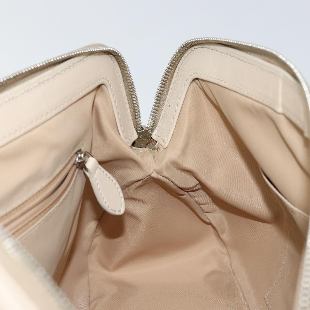 Christian Dior Trotter Canvas Romantic Tote Bag PVC Beige Silver Auth 150070