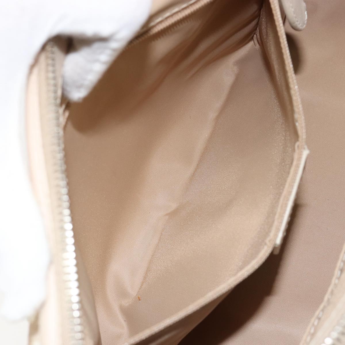 Christian Dior Trotter Canvas Romantic Tote Bag PVC Beige Silver Auth 150070